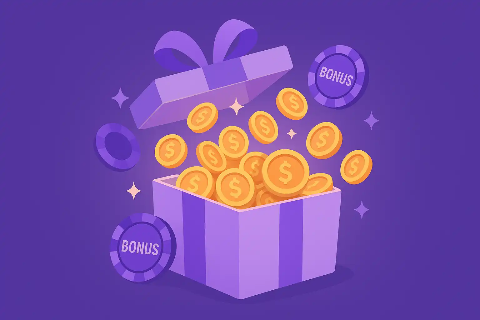 Bonus coins and gift box graphic representing Orbibet casino promotions