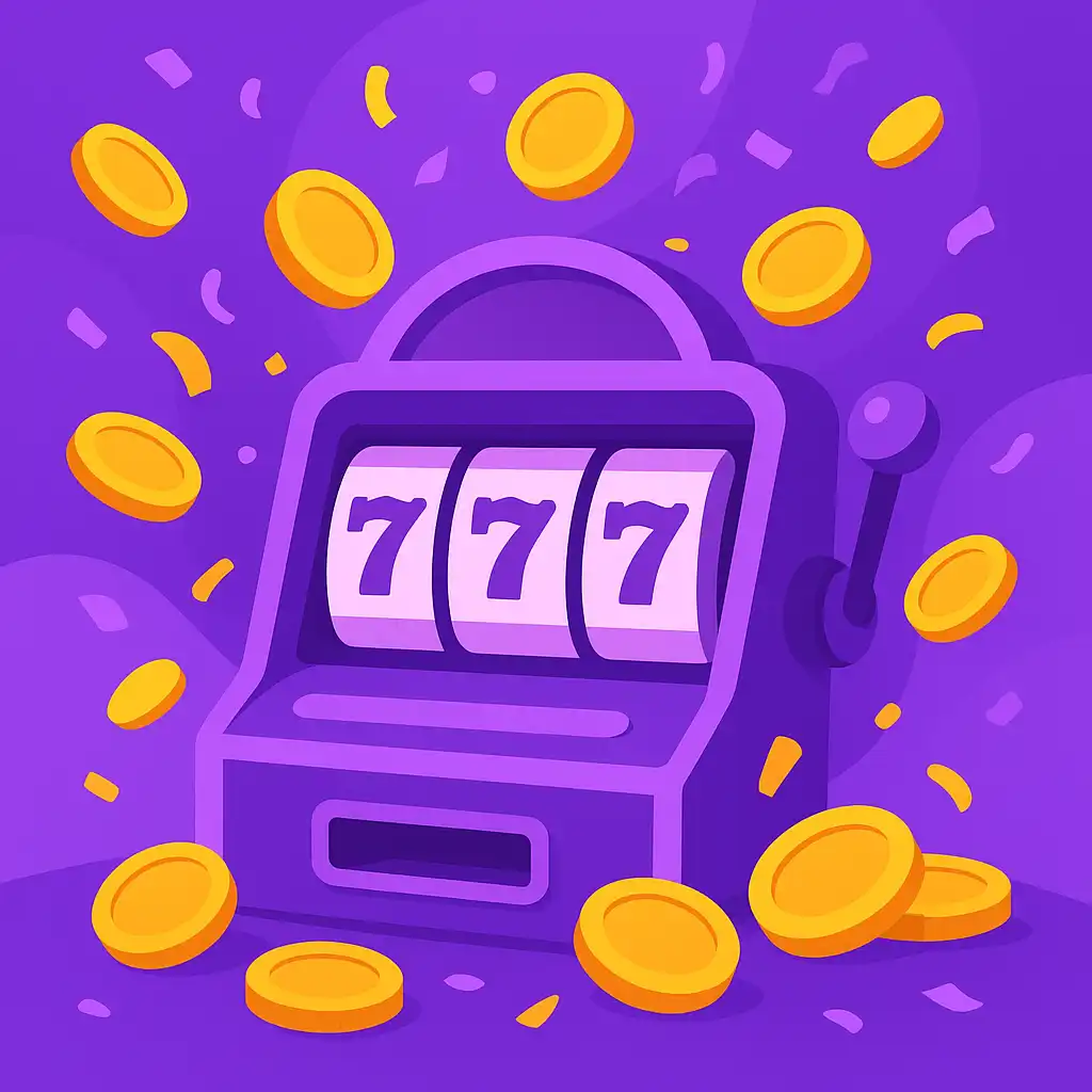 Orbibet casino slot characters and golden coins celebrating a jackpot win
