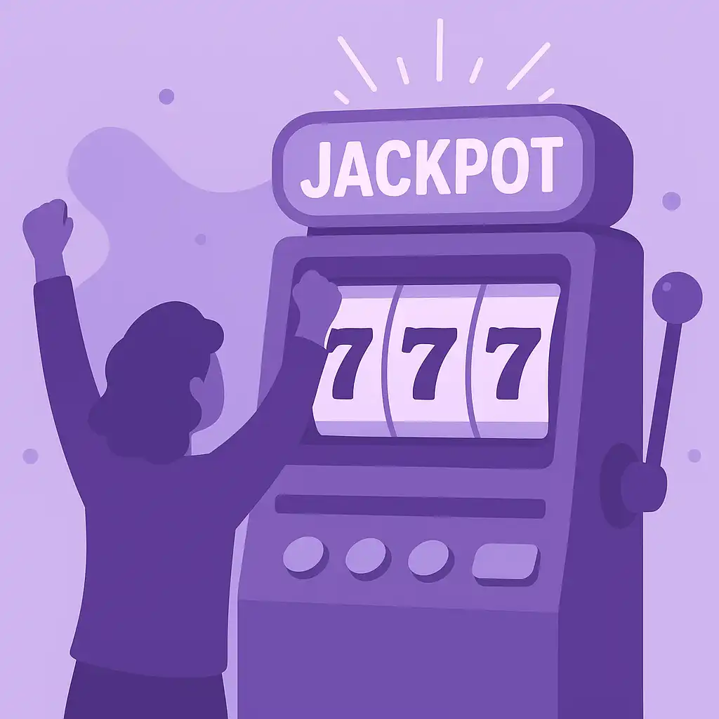Player celebrating a jackpot win on a slot game at Orbibet